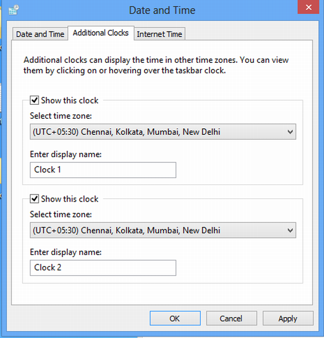 Enable Additional Clock in Windows 8